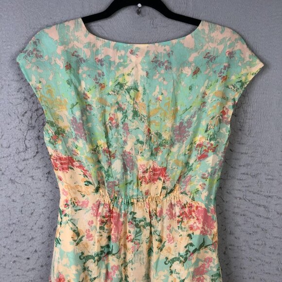 Sundance Dress Womens 4 Multicolor Silk Floral Cap Sleeve Lined Pastel Midi - Picture 15 of 16